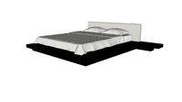 Worth Queen Bed II in Ecru Fabric and Espresso by Modloft