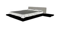 Worth Queen Bed in Pearl Gray Eco Leather and Wenge by Modloft