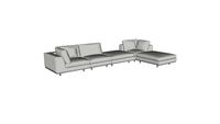 Perry 1 Arm Corner Sofa w 2 Ottomans in Moonbeam Fabric by Modloft