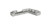 Perry 2 Arm Corner Sofa w Ottoman in Moonbeam Fabric by Modloft