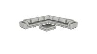 Perry 2 Arm Large Corner Sofa w Ottoman in Moonbeam Fabric by Modloft