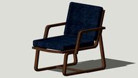 MUJI LIVING DINING SOFA CHAIR Walnut wood Blue cotton cover
