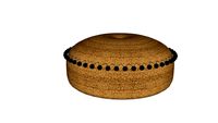 Pouf en jute à pompons noirs