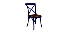 Tradition - Chaise bistrot en rotin et bouleau bleu indigo