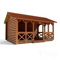 Gazebo made of lumber.
