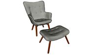 OFM 161-FLC1 Mid Century Modern Tufted Fabric Lounge Chair with Ottoman
