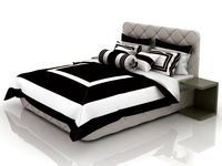 Bed with white-chocolate linens 3D Model