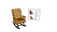 Rocking Chair, brown, Indian, Assam Silk fabric upholstery.