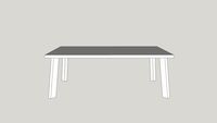 frameless dinning table 84in by 44in by 30in
