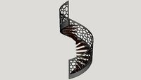 Escalier hélicoïdal caissonné avec garde corps motif corail