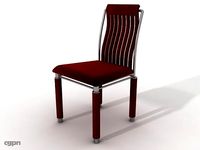 Red wood and plush chair3d model