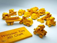 3D model of wooden vehicle toys collection: 10 models3d model