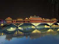 China ancient birdgr 1 YaAn Wind and Rain porch Bridge night scene3d model