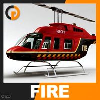 Helicopter - Fire Bell 206L with Interior3d model