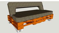 futon sobre tarimas y patas metalicas