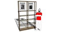 Estanteria de listones y estantes de cristal