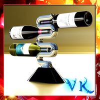 Wine Rack and 3 Wine Bottles with Cork and Labels3d model