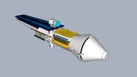 Experimental bussard collector orion spacecraft ship.