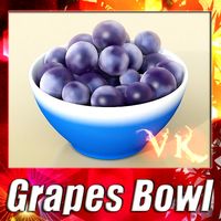 Fruit basket 13 (bowl) + Black Grapes3d model
