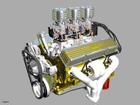 3x2 Stromberg Chevrolet V8 Engine3d model