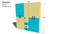 Armadio 5 moduli con 3 cassetti per cameretta bambini