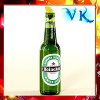 High Detailed Heineken Beer Bottle, Coaster and Lemon3d model