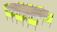 Mesa reuniones con 8 sillas de metacrilato