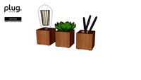 Kit Office Decoração Luminária, Vaso Suculenta e Porta Canetas - Plug Design - Vray On
