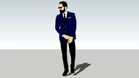 Suited Man Beard 2D Figure