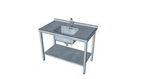 Stainless steel table with plain shelf