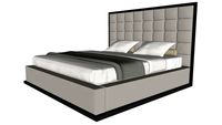 Ludlow King Bed in Pearl Gray Eco Leather and Gray Oak by Modloft