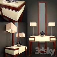 Console and Mirror Italian farriki Tura. Table lamps and a vase of other manufacturers.