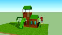 Wooden Playground With Two Floors