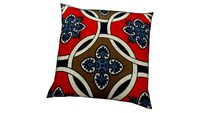 ALMOFADA ESTAMPA ARABESCO VERMELHO E AZUL - 45X45CM