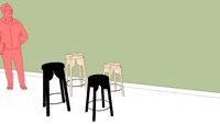 Zanat tatoo bar stool tabouret h 60 ht 75cm