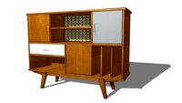 PAULETTE Bibliothèque vintage 3 portes 1 tiroir en pin tricolore REF 166779 PRIX 299.00