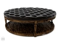 Round tufted leather coffee ottoman 7801-1109 VL