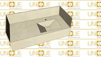 50X105 BANCADA PADRÃO PREMIUM MINSK - CUBA ESCULPIDA EM PORCELANATO - MODELO 2 CAÍDAS