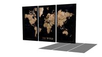 Cadre tryptique mappemonde noir 180x120 EXPLORE REF 164836 PRIX 150.00