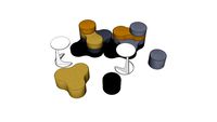 TAPA ROUND Pouffes Set with tables