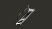 Escalier quarts tournant double limons lateral courbes.