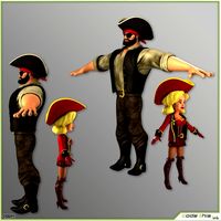 Male and Female Pirates T-Pose Version3d model
