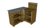 Encaissement 3 éléments en L 1400 x 556 et 650 x 556 + Plateaux inox 'Vercors' VER204