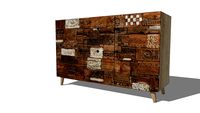 ITZA Buffet sculpté 2 portes 3 tiroirs en bois recyclé REF 165790 PRIX 599.00
