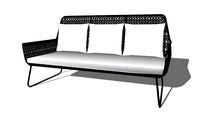 CUZCO Banquette de jardin 3 places en résine tressée noire et coussins blancs REF 164377 PRIX 399.00