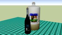 Botella de vino y frasco de hierbas ibicencas