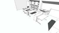 Proposta mobili ufficio con 4 scrivanie e libreria