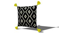 Coussin à pompons en coton noir/blanc 45 x 45 cm AMRELA REF 156624 PRIX 16.99