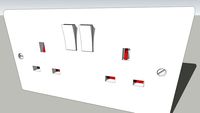UK 2 Way Gang Switch, BS 1363, Wall Socket