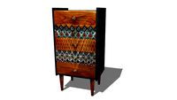 IKAT Semainier 5 tiroirs en acacia massif motifs ethniques REF 165718 PRIX 299.00